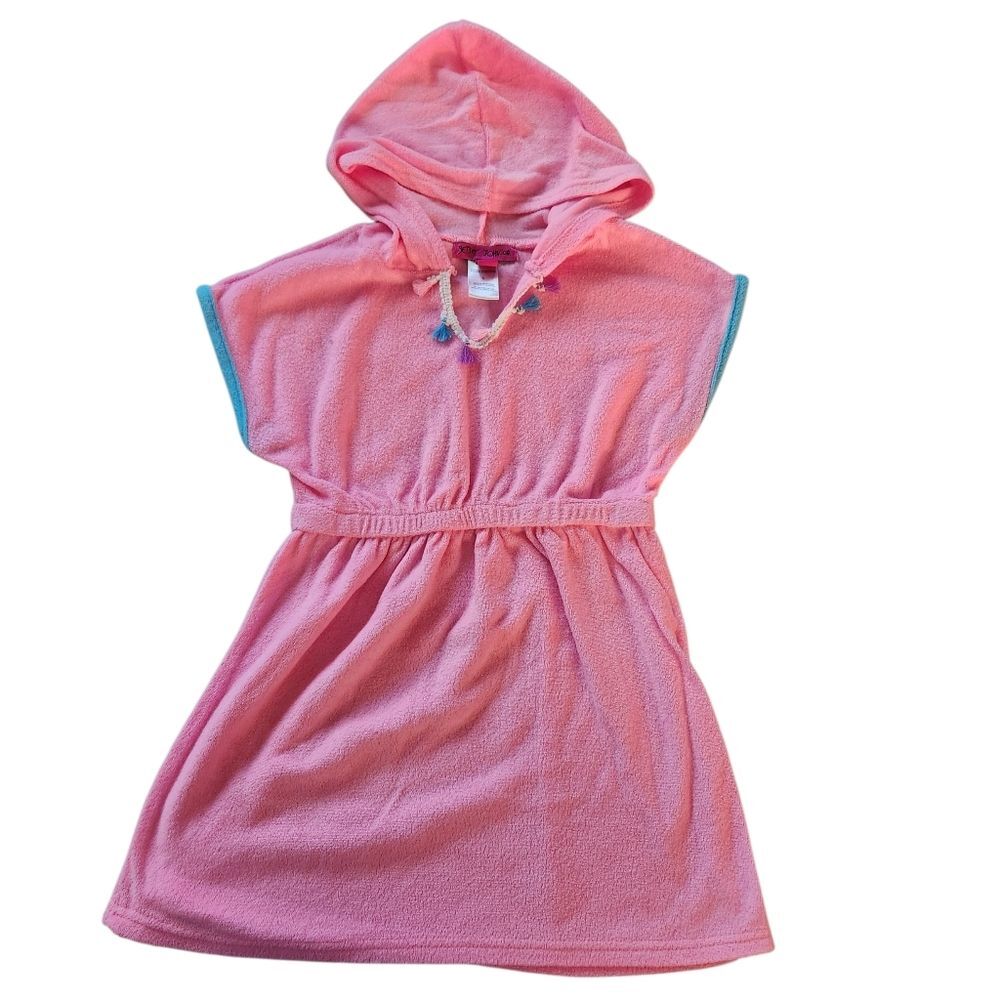 Betsey Johnson Hooded Pullover Swim Coverup Size 6 Pink